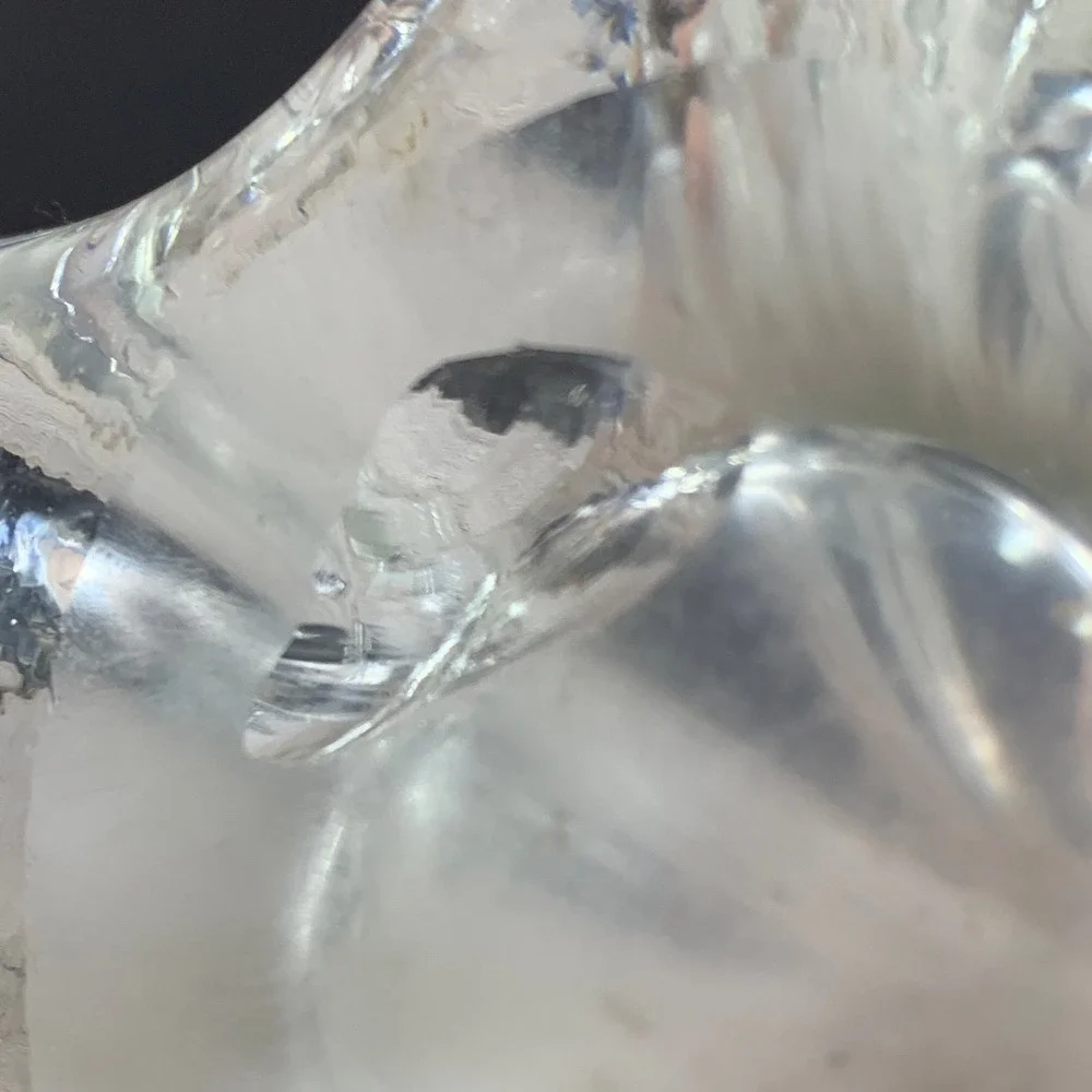 Clear Glass Fluted‎ Trumpet Art Vase Ribbed Swirl Ruffled Rim Decor Vintage